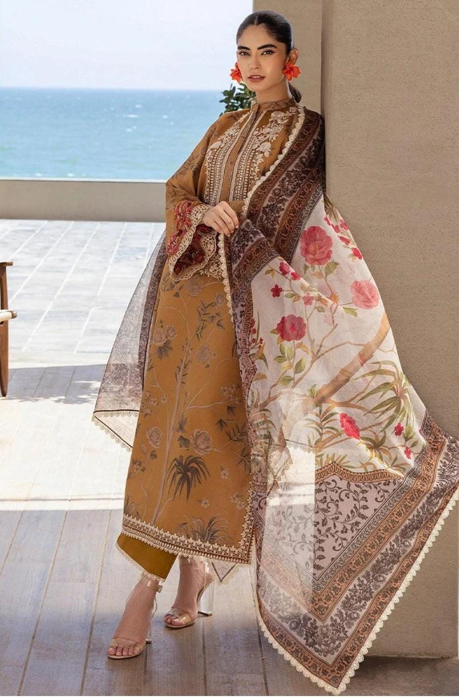 3 Piece Stitched Lawn Dress - Ready To Wear