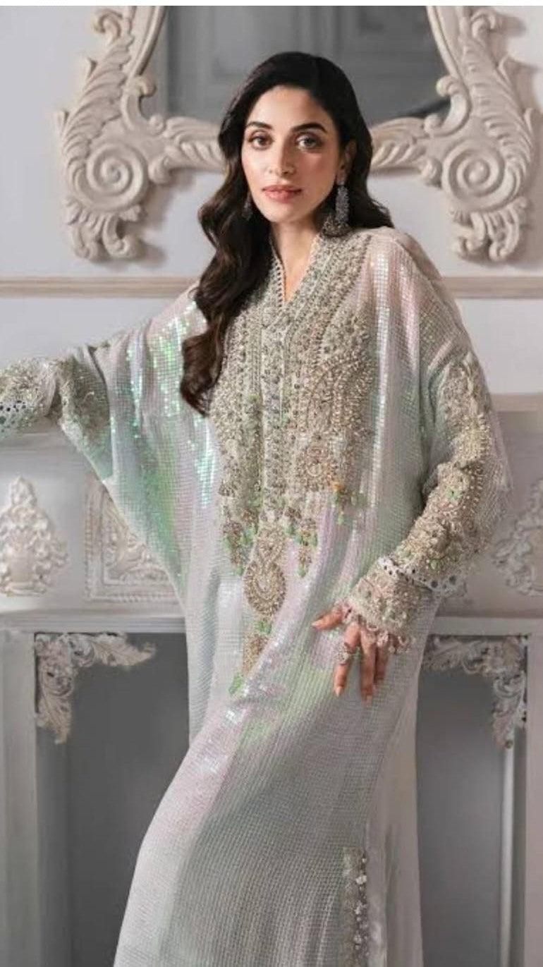 3 Piece Chiffon Stitched Dress - Ready To Wear