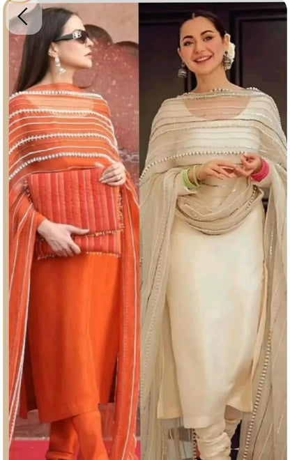 3 Piece Stitched Chiffon Dress - Ready To Wear