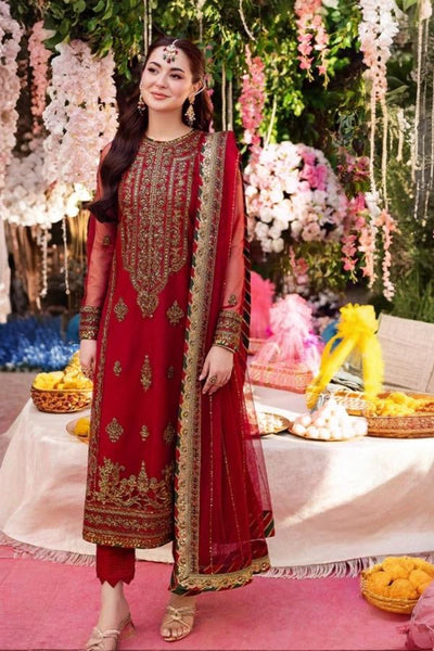 3 Piece Stitched Chiffon Embroidery Dress - Ready To Wear