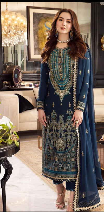 3 Piece Stitched Chiffon Embroidery Dress - Ready To Wear