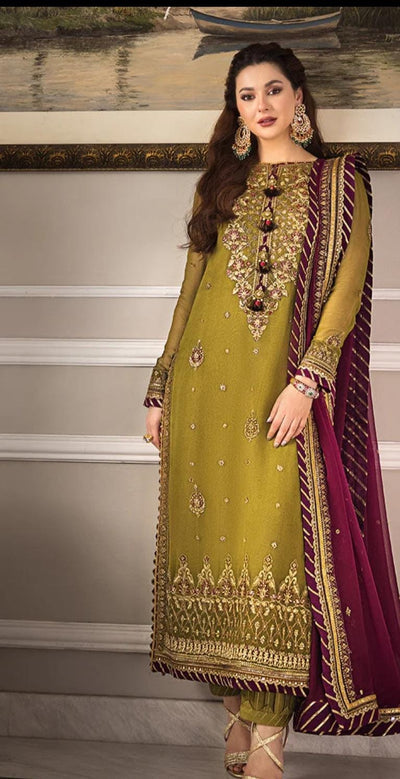 3 Piece Stitched Chiffon Embroidery Dress - Ready To Wear