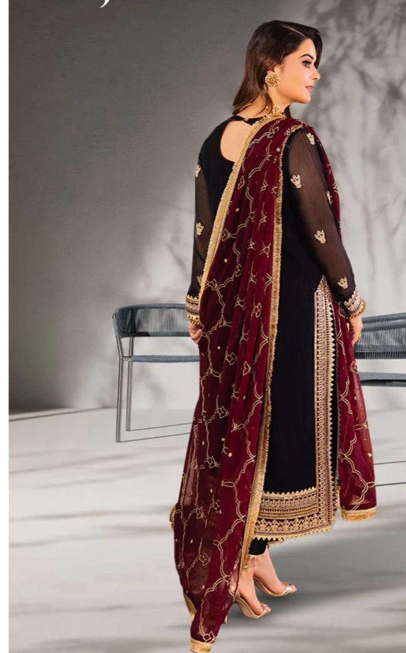 2 pcs stitched embroidered dress Safwa: Pakistani Brand for Unstitched & Ready to Wear