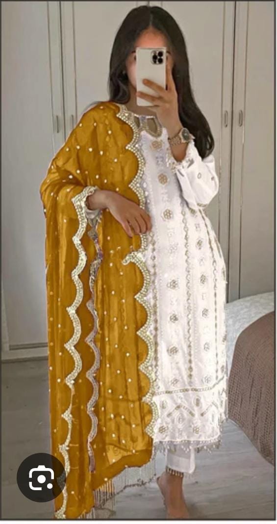 3 Piece Stitched Chiffon Dress - Ready To Wear