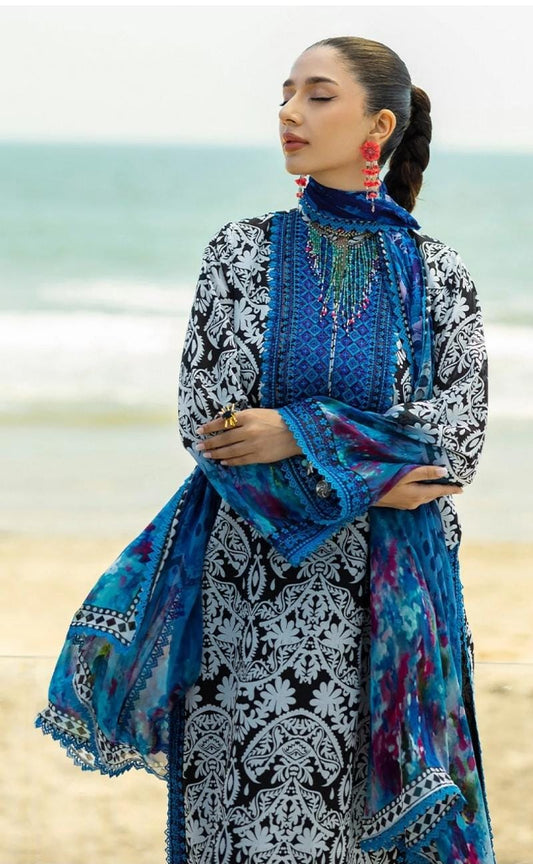 3 Piece Stitched Lawn Dress - Ready To Wear