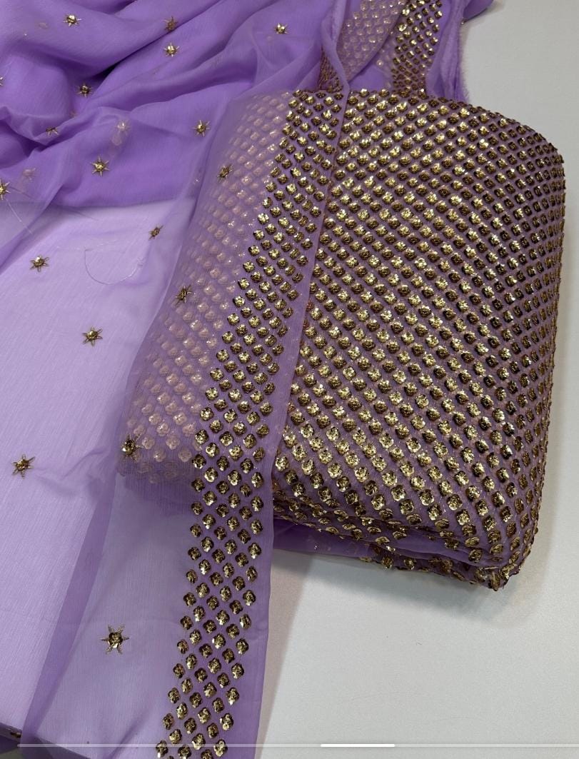 3 Piece Stitched Chiffon Embroidery Dress - Ready To Wear