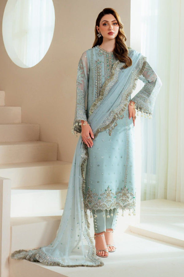 3 Piece Stitched Embroidery Organza Dress - Ready To Wear