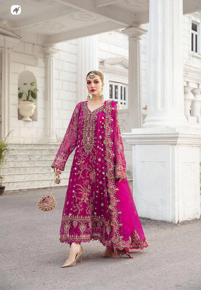3 Piece Stitched Chiffon Embroidery Dress - Ready To Wear