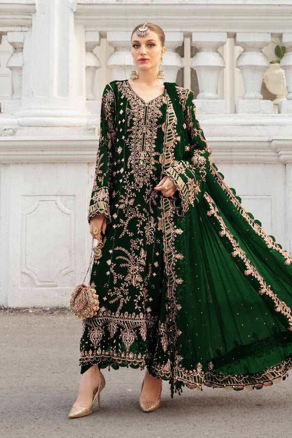 3 Piece Stitched Chiffon Embroidery Dress - Ready To Wear