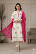 3 Piece Stitched Chikankari Dress - Ready To Wear