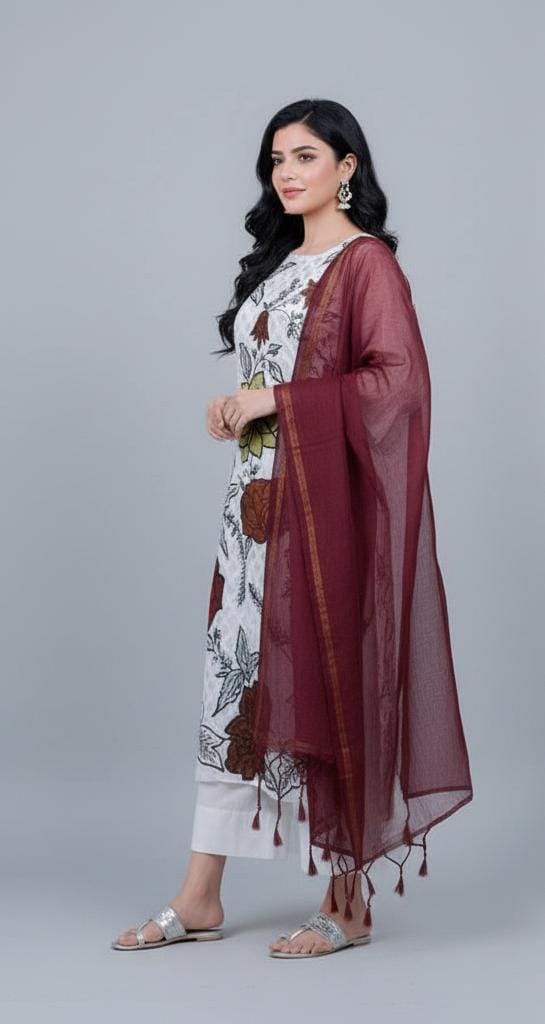 3 Piece Stitched Chiffon Dress - Ready To Wear