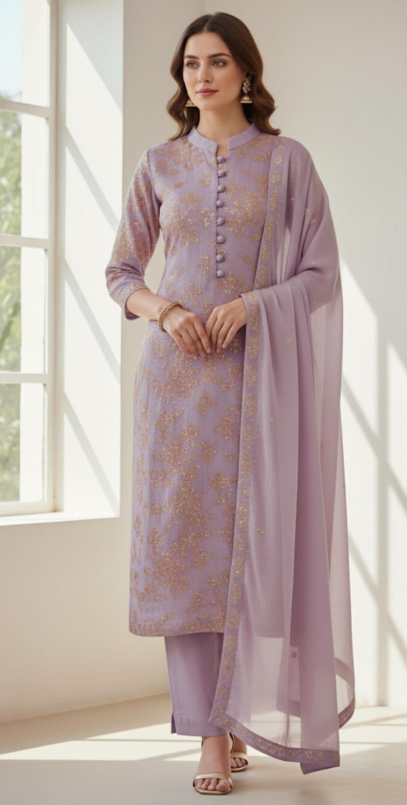 3 Piece Stitched Chiffon Dress - Ready To Wear