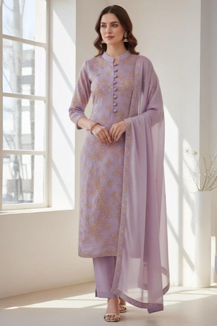 3 Piece Stitched Chiffon Dress - Ready To Wear