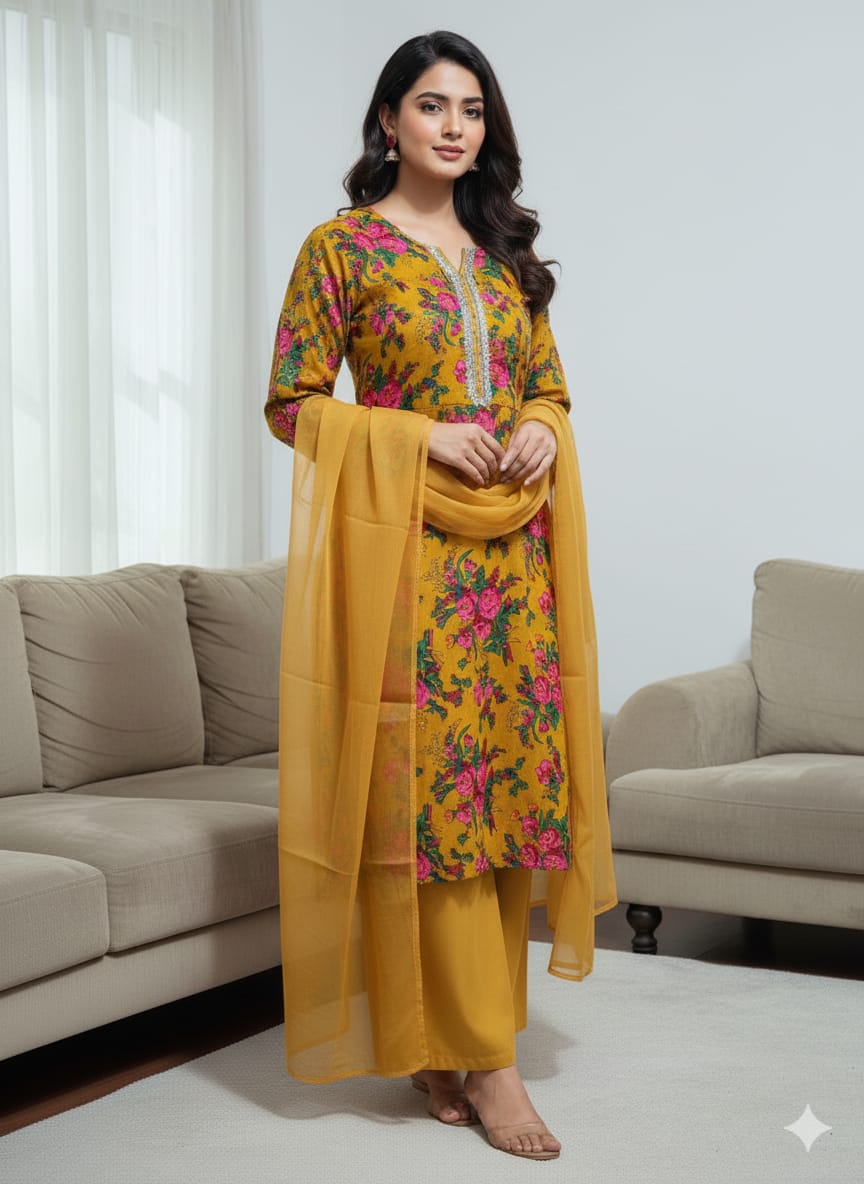 3 Piece Stitched Dress - Ready To Wear