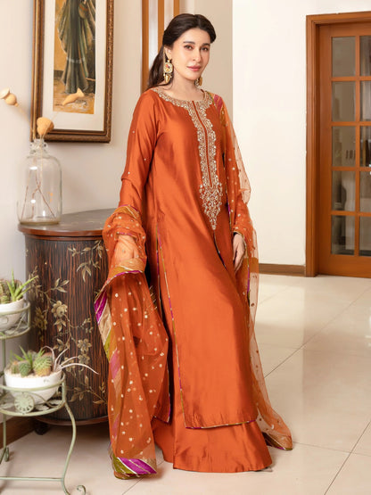 3 Piece Stitched Luxury Embroidered Dress - Ready To Wear