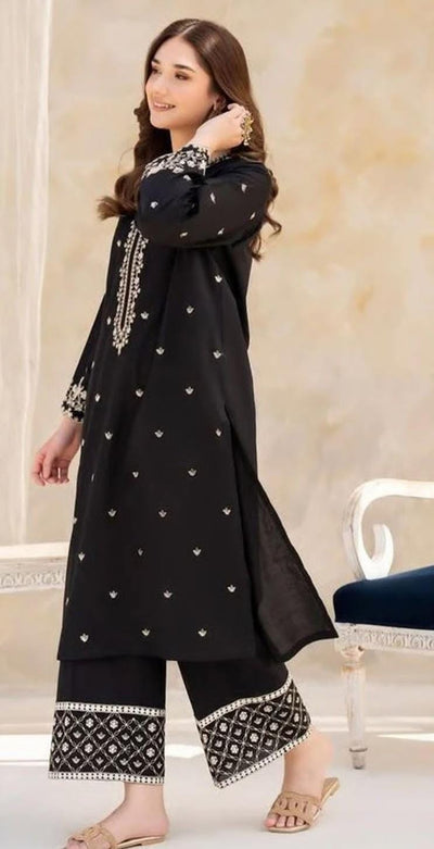 2 Piece Stitched Embroidery Dhanak Dress - Ready To Wear