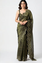 Embroidery Raw Silk Saare - Ready To Wear