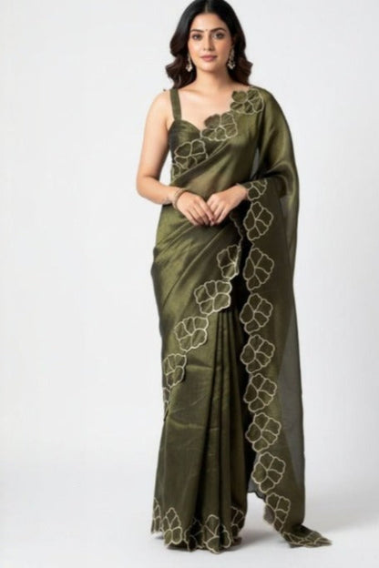 Embroidery Raw Silk Saare - Ready To Wear