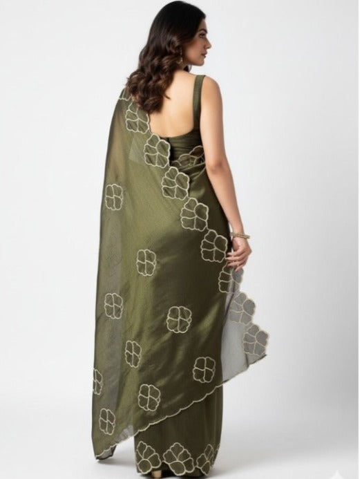 Embroidery Raw Silk Saare - Ready To Wear