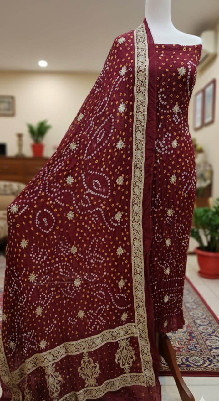 3 Piece Stitched   Silk  suit - Ready  to Wear