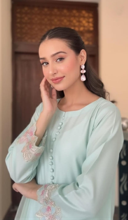 3 Piece Stitched Khadi Silk suit - Ready to Wear