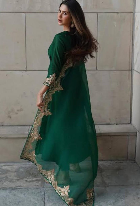 03-Piece Luxury Raw Silk Dress Ready To Wear