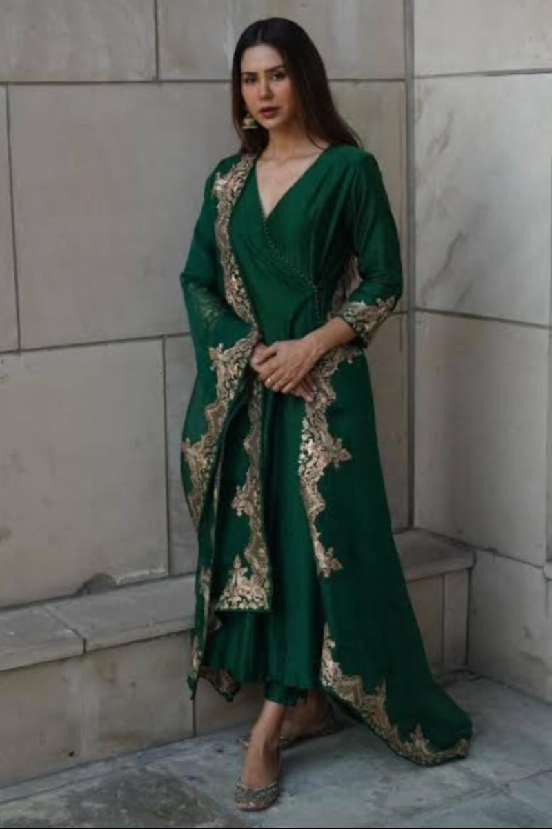 03-Piece Luxury Raw Silk Dress Ready To Wear