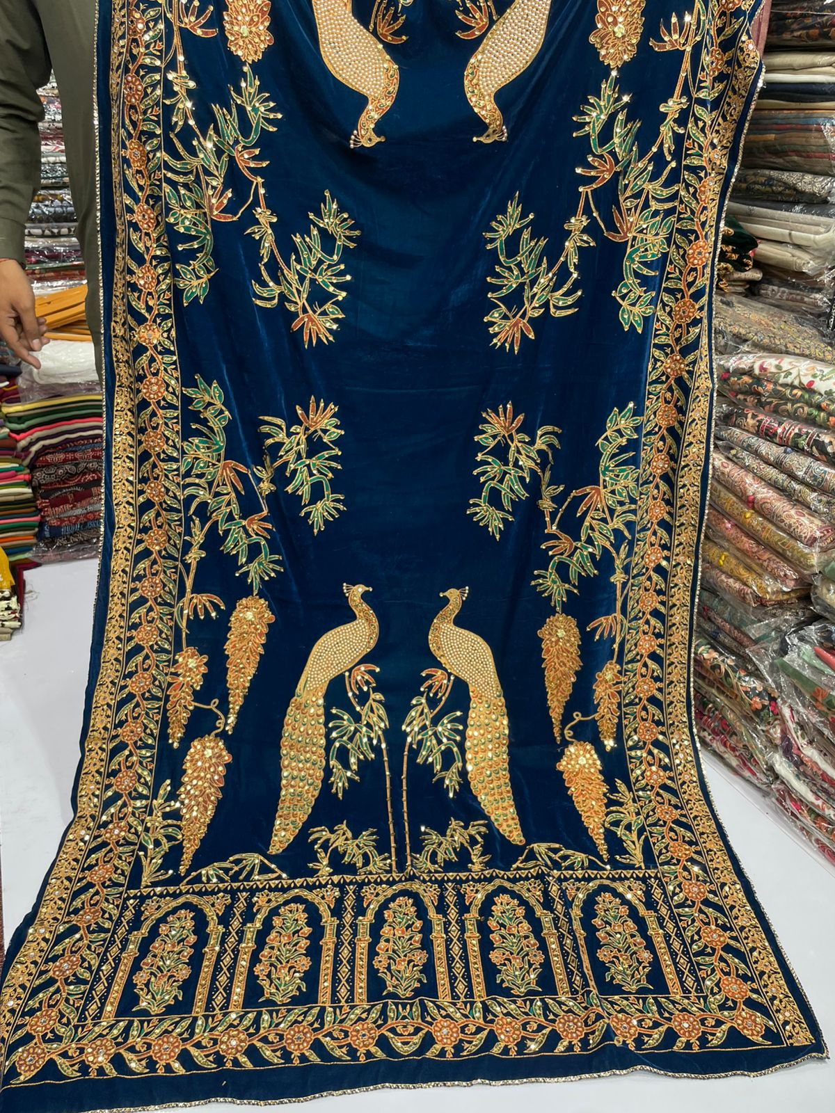 Fine micro velvet fancy work full size shawls