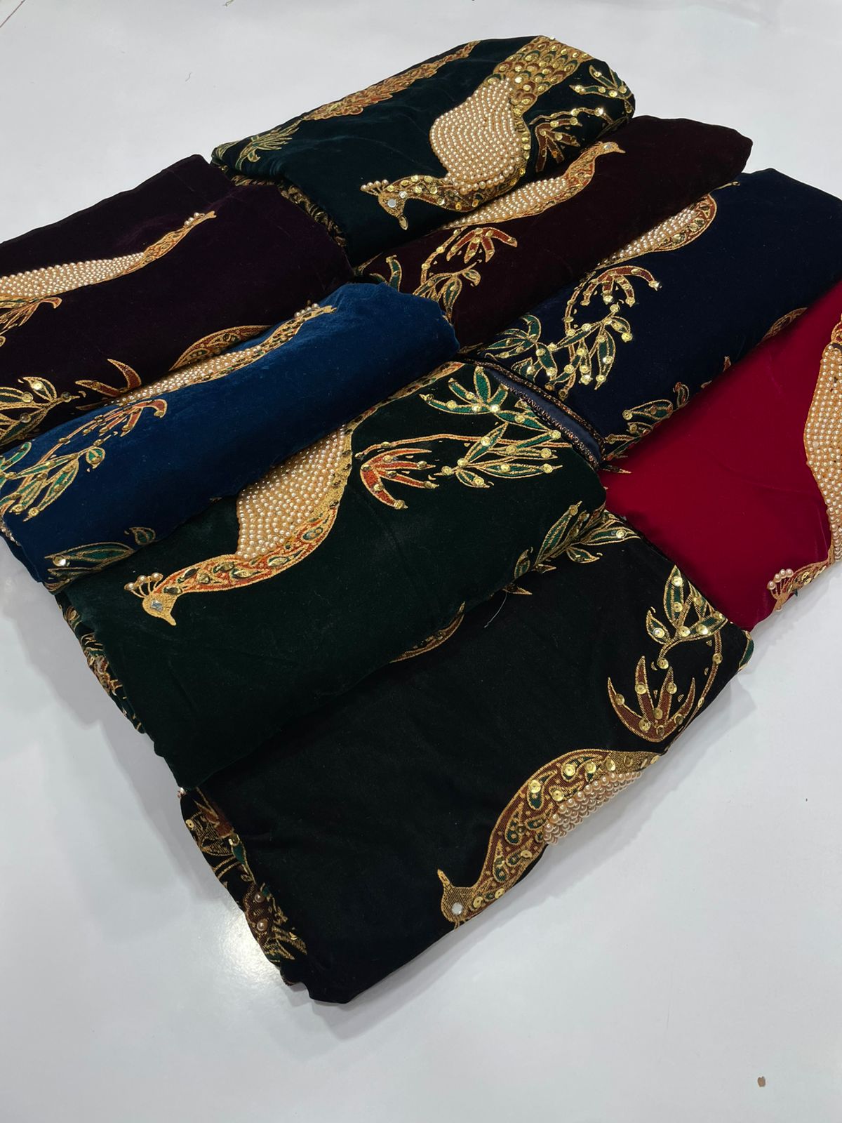 Fine micro velvet fancy work full size shawls