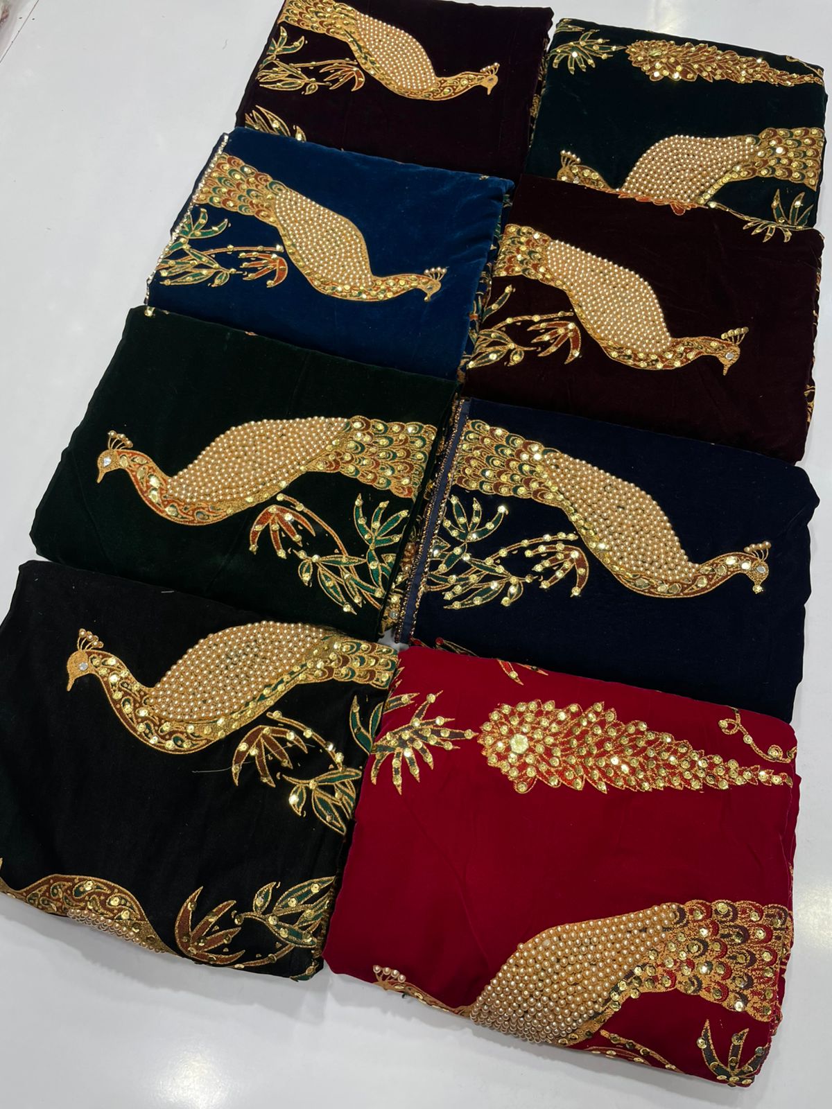 Fine micro velvet fancy work full size shawls