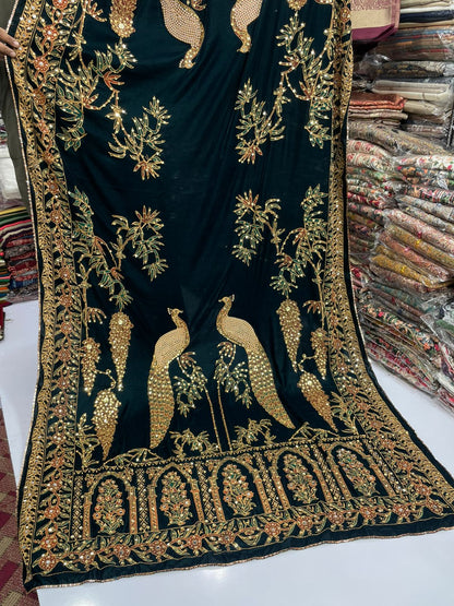 Fine micro velvet fancy work full size shawls