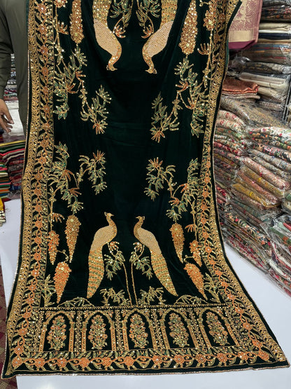 Fine micro velvet fancy work full size shawls