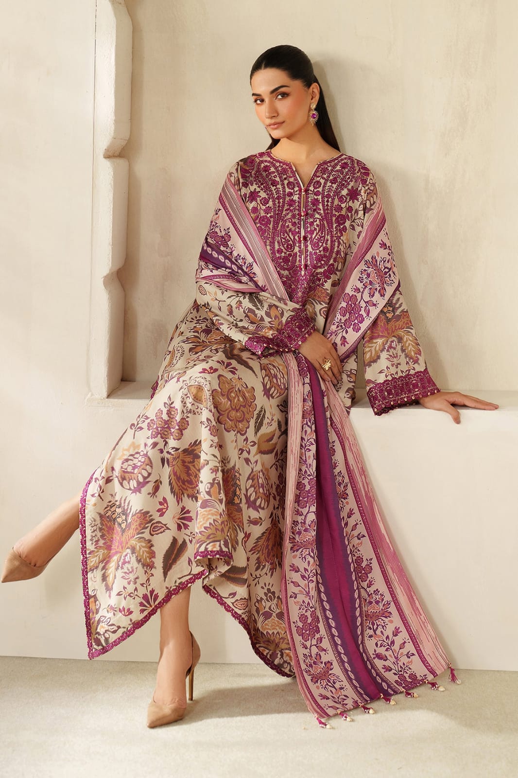 Lawn Embroidered 3 Piece Suit Ready To Wear