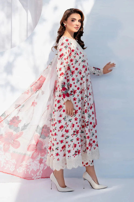 3Pcs Digital Printed Lawn Suit With Chiffon Dupatta