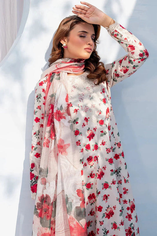3Pcs Digital Printed Lawn Suit With Chiffon Dupatta