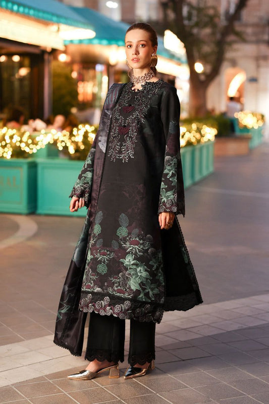 03-Piece Embroidered Lawn Suit With Digital Printed Dupatta