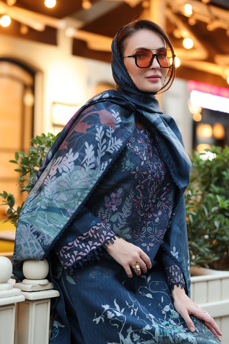 03-Piece Embroidered Lawn Suit With Digital Printed Dupatta