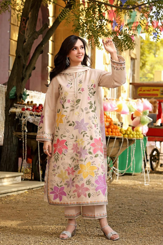 03-Piece Lawn Suit With Embroidered Chikankari - Ready To Wear