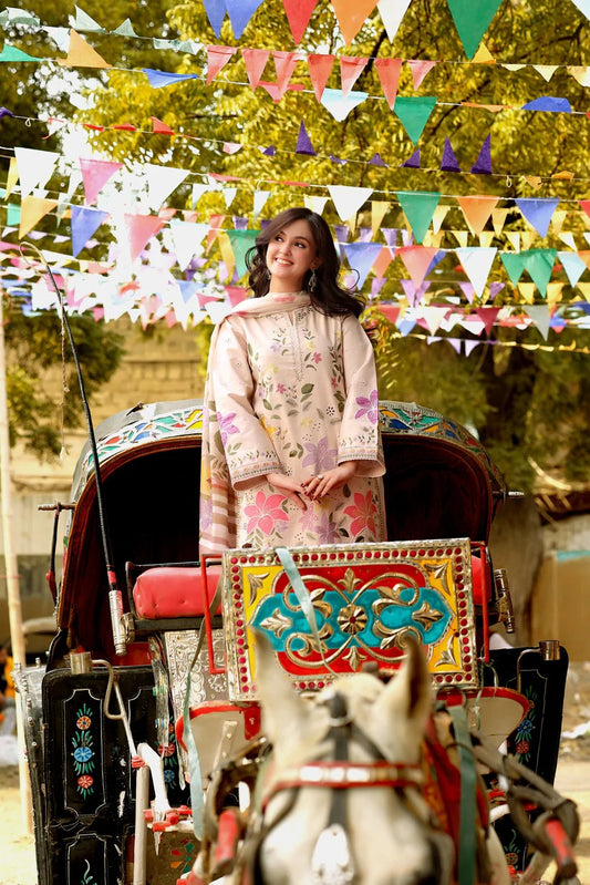 03-Piece Lawn Suit With Embroidered Chikankari - Ready To Wear