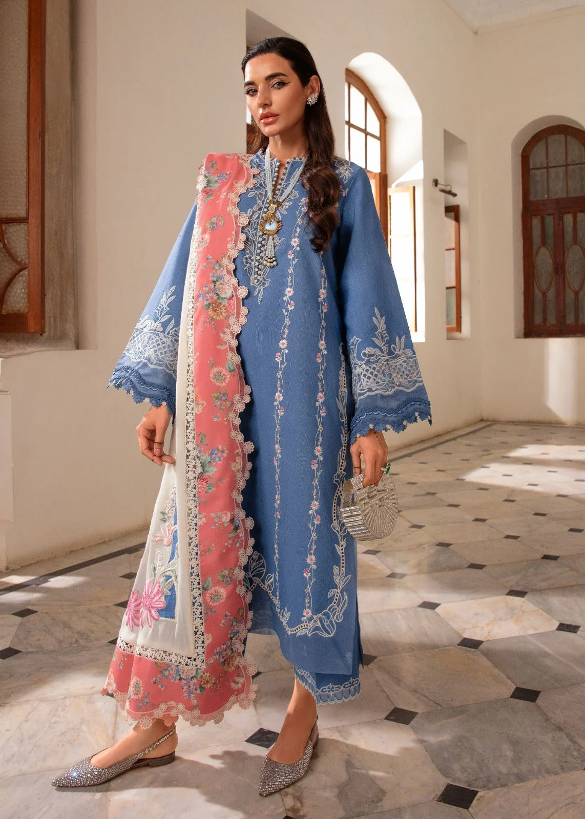 03-Piece Lawn Suit With Embroidery - Ready To Wear