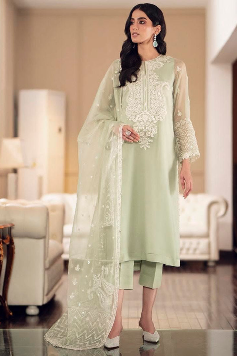 03-Piece Chiffon Suit With Embroidery - Ready To Wear