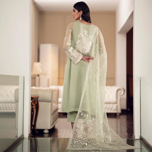 03-Piece Chiffon Suit With Embroidery - Ready To Wear