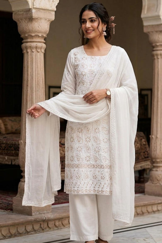 03-Piece Indian Chikankari Lawn Suit - Ready To Wear