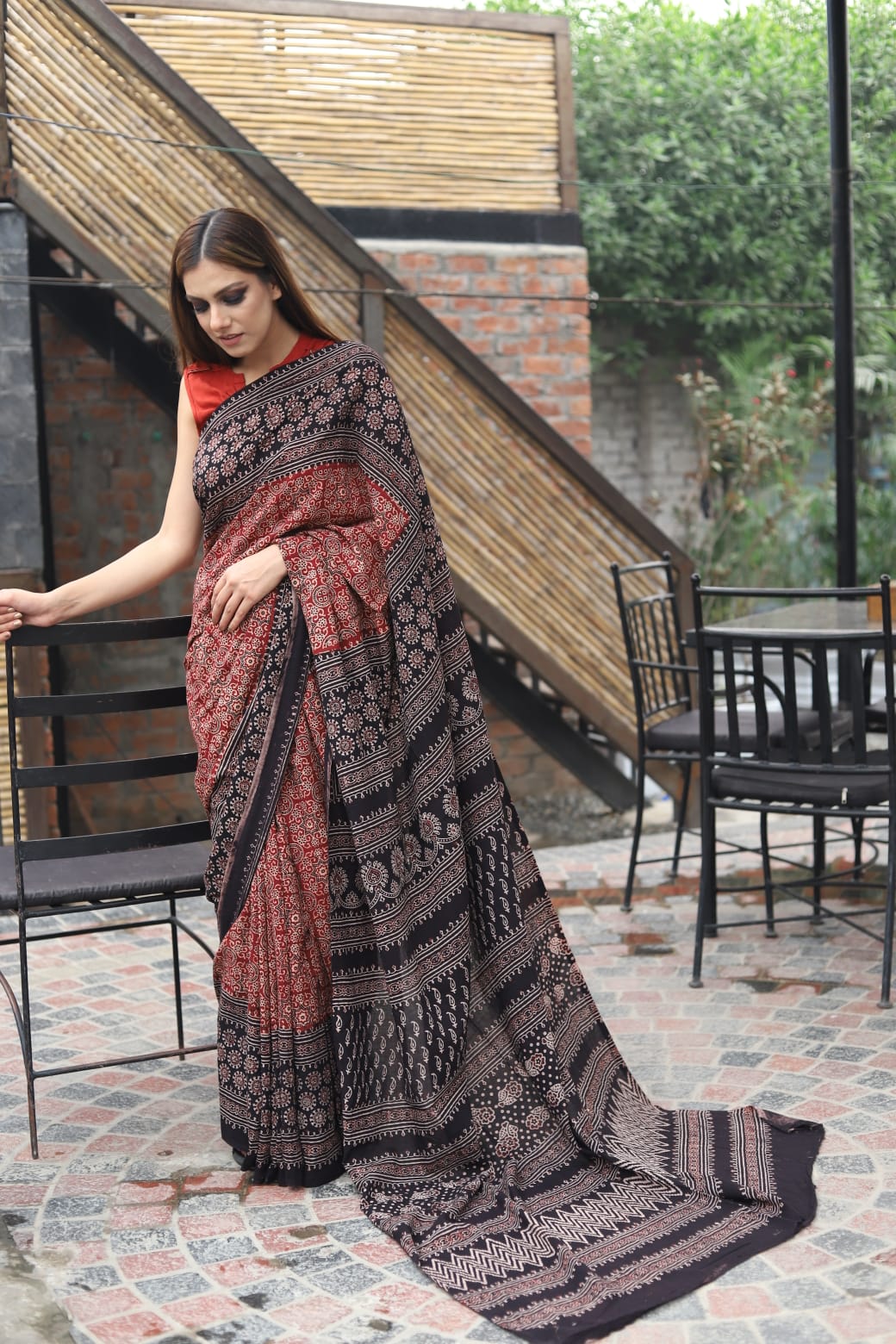 Ajrak Organic Print Saree