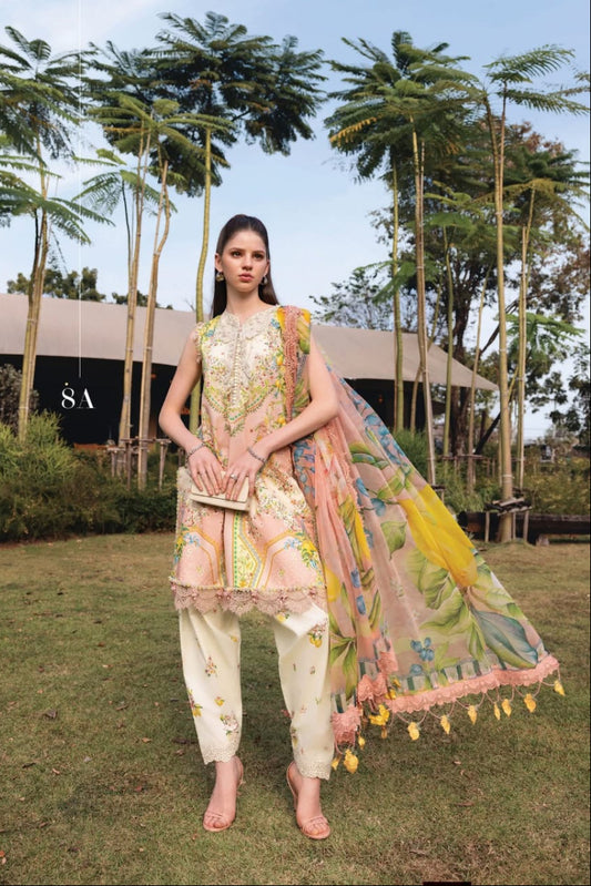 03-Piece Printed Lawn Suit With Embroidery - Ready To Wear