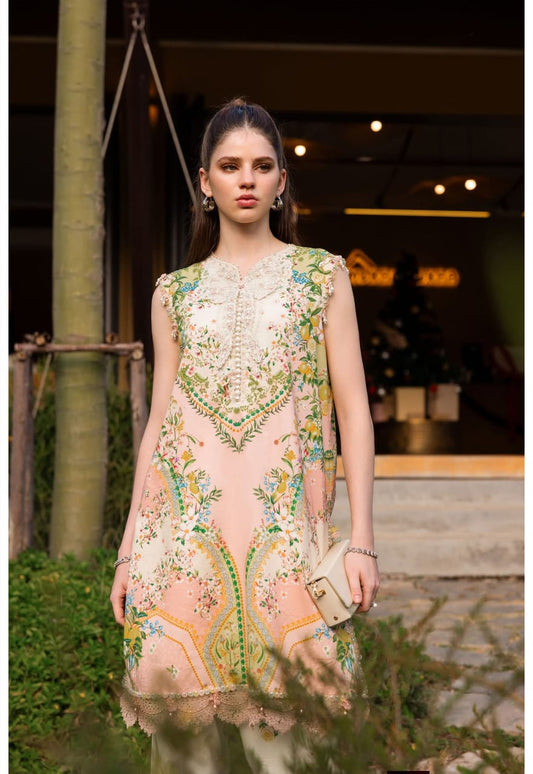 03-Piece Printed Lawn Suit With Embroidery - Ready To Wear