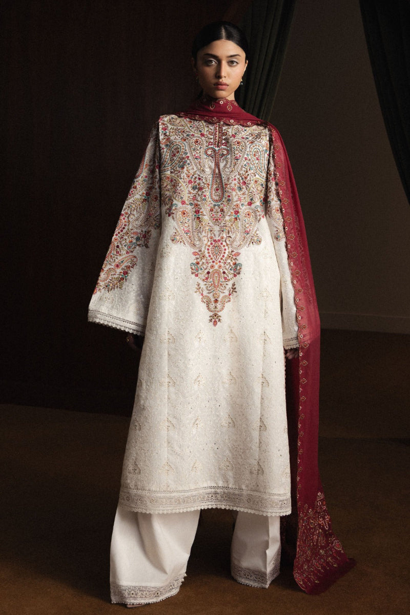 03-Piece Lawn Suit With Chikankari Embroidery - Ready To Wear