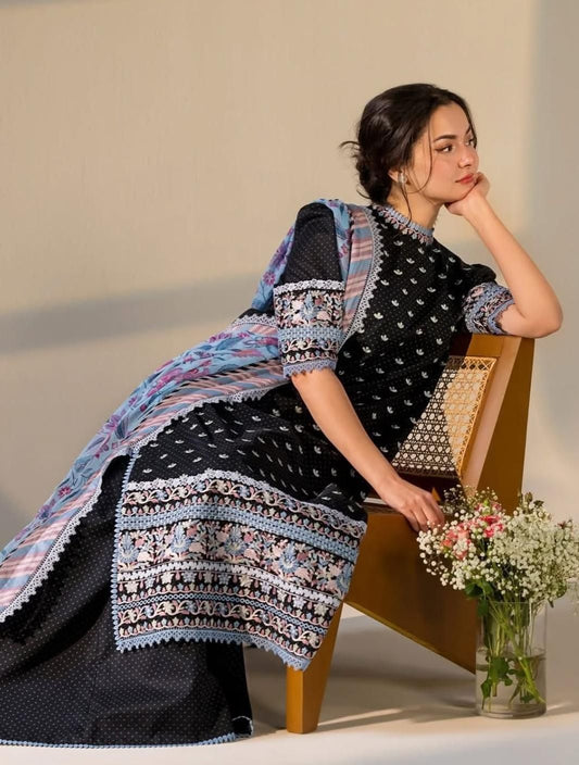03-Piece Printed Lawn Suit With Embroidery | Ready To Wear