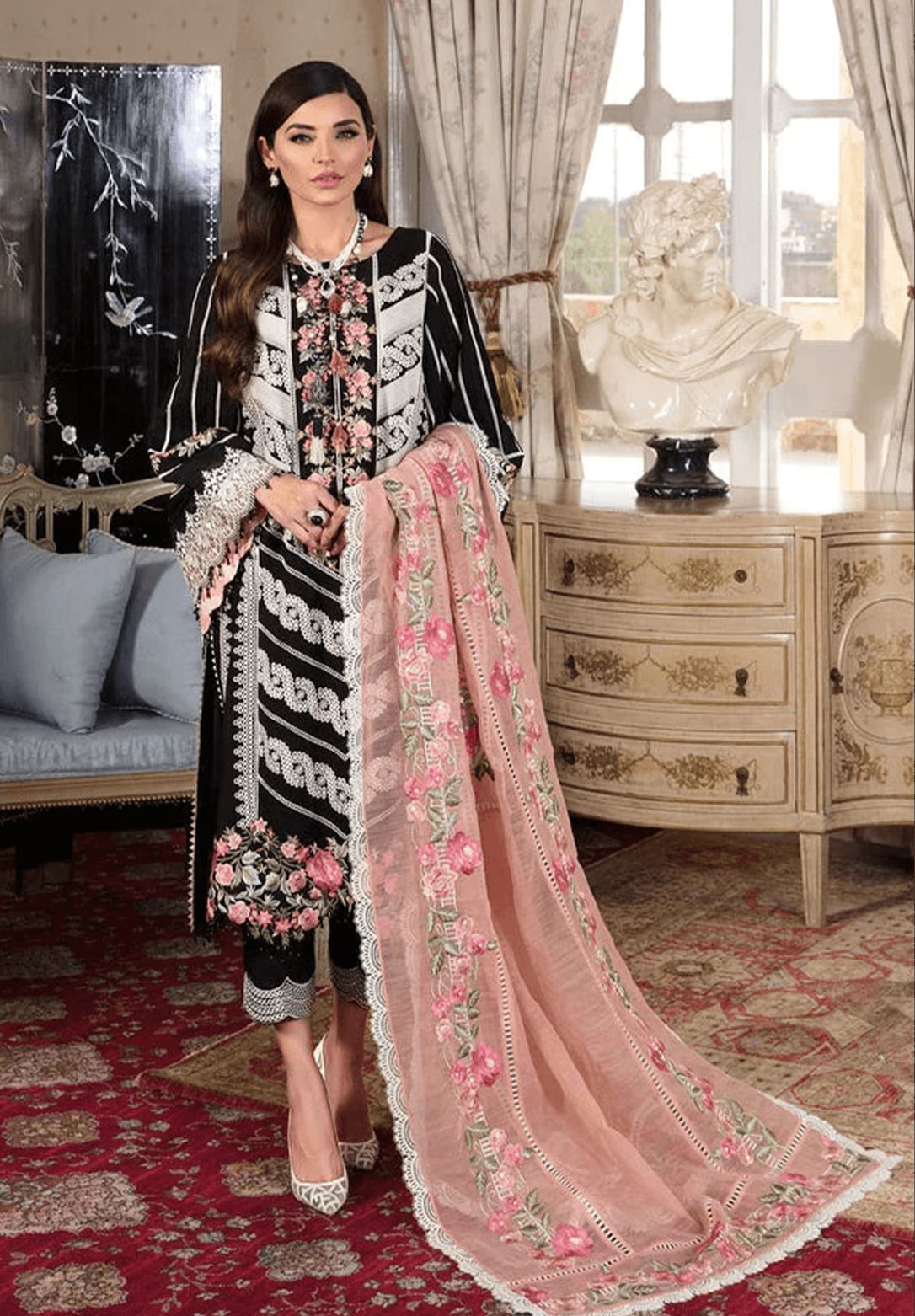 03-Piece Lawn Suit With Schiffli Embroidery | Ready To Wear