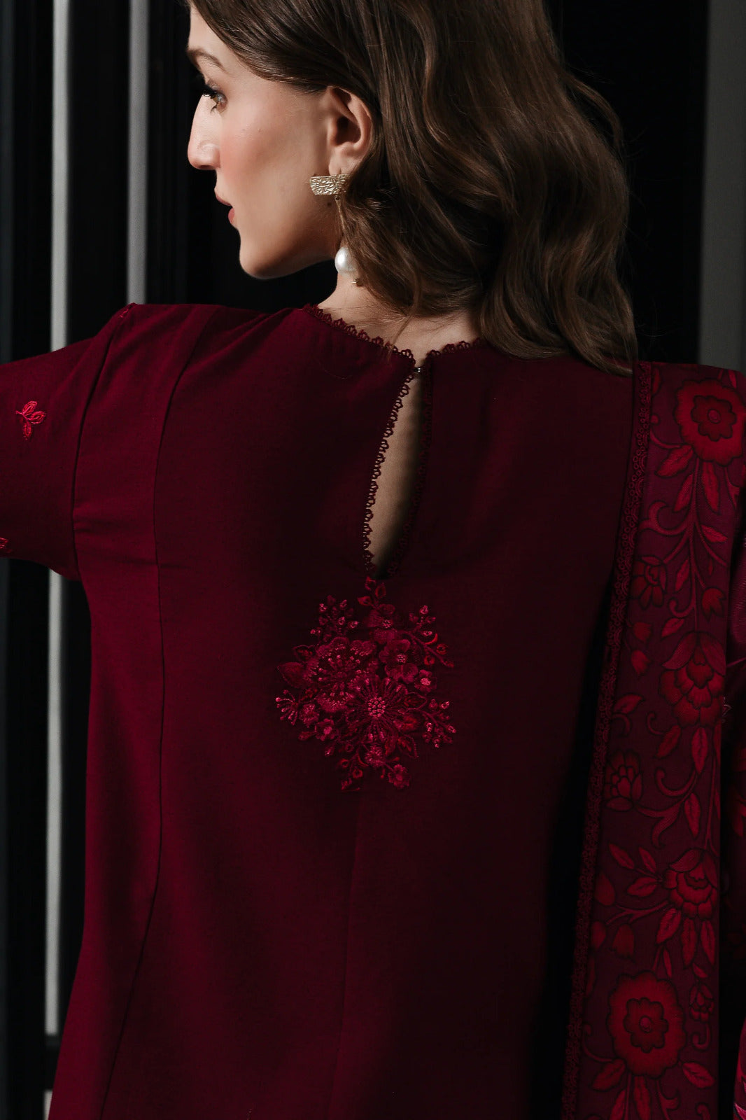 03-Piece Embroidered Lawn Suit With Silk Dupatta | Ready To Wear